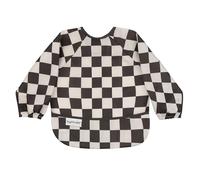 Tiny Twinkle Mess Proof Bavoir à manches longues pour bébé - Imperméable - Pour tout-petits - Lavable en machine - Anti-déchirure - Carreaux noirs - 6-24 m