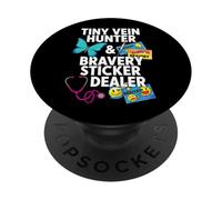 Tiny Vein Hunter Bravery Sticker Dealer Pediatric Nurse PopSockets PopGrip Adhésif