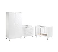 TINY WHITE - Chambre avec lit bébé + table à langer + Armoire 2 Portes - Altobuy Blanc G