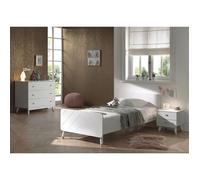 TINY WHITE - Chambre Complète Blanche 90x200cm - VIPACK Blanc G