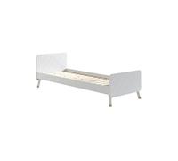 TINY WHITE - Lit 90x200cm Blanc Graphique Sommier Intégré -
