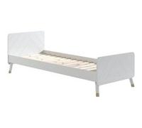 TINY WHITE - Lit 90x200cm Blanc Graphique Sommier Intégré - Altobuy Blanc G