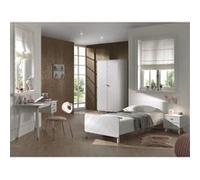 TINY WHITE - Lit 90x200cm + Chevet + Armoire 2P + Bureau - VIPACK Blanc G