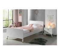 TINY WHITE - Pack Lit 90x200cm + Chevet 2 Tiroirs Blanc - Altobuy Blanc G