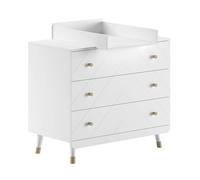 TINY WHITE - Table à langer et Commode 3 Tiroirs Motif Graphique