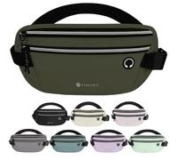 TINYAT Ceinture Porte-Monnaie antivol cachée pour Passeport et téléphone Portable - Étanche - pour Voyage - Ceinture de Course pour Homme et Femme, Vert foncé/208533