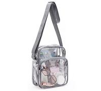 TINYAT Sac à bandoulière transparent pour homme approuvé par le stade - Sac à bandoulière transparent pour femme avec sangle réglable - T560, gris