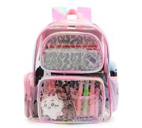 TINYAT Sac à dos transparent pour femme - Imperméable - Super PVC - Style décontracté - Sac à dos tendance - Sac à dos shopping pour femme - T9051, Rose/117572