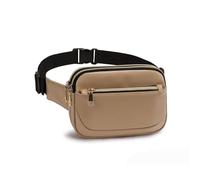 TINYAT Sac banane pour femme avec 3 poches zippées et sangle réglable en polyuréthane, Marron/T2064