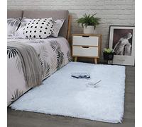 Tinyboy-hbq Grand tapis moderne à poils longs en peluche douce - Antidérapant - pour chambre à coucher, salon, espace de jeu pour enfants (blanc, 120 x 160 cm)