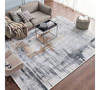 Tinyboy-hbq Tapis Chambre Moquette Chambre Style Moderne Artistique Traditionnel Unique Tapis de Salon Doux à Poils Courts Antidérapant Intérieur Moelleux pour (Gris/Or, 160 x 200 cm)
