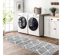 Tinyboy-hbq Tapis de Cuisine antidérapant Lavable Moquette Long Doux Gris Tapis Cuisine Devant evier pour Chambre à Coucher couloirs Salon Cuisine (Ivoire/Gris, 80 x 150 cm)