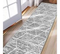 Tinyboy-hbq Tapis de Cuisine antidérapant Lavable Moquette Long Doux Gris Tapis Cuisine Devant evier pour Chambre à Coucher couloirs Salon Cuisine (Ivoire/Gris, 60 x 240 cm)