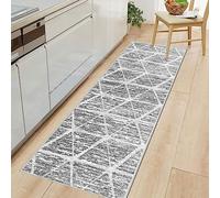 Tinyboy-hbq Tapis de Cuisine antidérapant Lavable Moquette Long Doux Gris Tapis Cuisine Devant evier pour Chambre à Coucher couloirs Salon Cuisine (Ivoire/Gris, 60 x 300 cm)