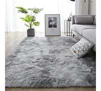 Tinyboy-hbq Tapis Moderne et Doux Tapis de Salon à Poils Longs et Antidérapant (Gris Blanc, 135 * 185cm)
