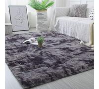Tinyboy-hbq Tapis Moderne et Doux Tapis de Salon à Poils Longs et Antidérapant (Noir Gris, 160 * 200cm)