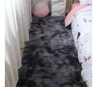 Tinyboy-hbq Tapis Modernes de Salon Soft Tapis à Poils Longs Extra Doux et Confortable Tapis Antidérapant Intérieur Moelleux épais (Noir Gris, 80 * 200cm)