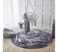 Tinyboy-hbq Tapis de Chambre Ronde Moelleux Salon Chevet Chambre Tapis de ménage Tapis en Peluche Modernes adaptés à la décoration intérieure (Gris Noir, Diamètre 160cm)