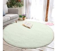 Tapis Chambre Rond Moderne Design Tapis Salon Shaggy Poils Longs Ronde Interieur Anti Slip Décor Moderne Ultra Doux De Peluche De Pièce De Maison De Pépinière De Carpettes(Blanc, Diamètre 160cm)