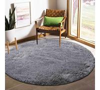 Tapis Chambre Rond Moderne Design Tapis Salon Shaggy Poils Longs Ronde Interieur Anti Slip Décor Moderne Ultra Doux De Peluche De Pièce De Maison De Pépinière De Carpettes(Gris, Diamètre 100cm)