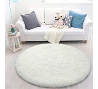 Tinyboy-hbq Tapis Rond Salon Tapis Chambre Rond Moderne Design Shaggy Poils Longs Interieur Décor Ultra Doux De Peluche De Pièce De Maison De Pépinière(Blanc❍ 140cm)