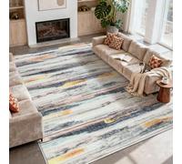 Tinyboy-hbq Tapis Salon Moderne Doux Tapis Chambre à Poils Courts Grand Tapis Antidérapant Motif Rayé (Multi, 200 x 300 cm)