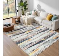 Tinyboy-hbq Tapis Salon Moderne Doux Tapis Chambre à Poils Courts Grand Tapis Antidérapant Motif Rayé (Multi, 120 x 160 cm)
