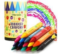 TinyGeeks 16 Couleurs Jumbo + Crayons Non Toxiques pour Enfants de 1 à 3 Ans | Lavables pour 4 à 8 Ans | Grands et Faciles à Tenir