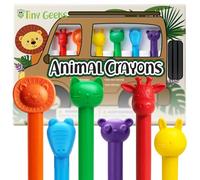 TinyGeeks 6 Crayons en Forme d'Animaux - Crayons Non Toxiques pour Tout-Petits - Lavables - Parfaits pour les Enfants de 4 à 8 Ans - Faciles à Tenir - Profitez de Votre Petit Safari