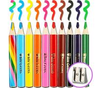 TinyGeeks Crayons de couleur Jumbo - NOUVEAUTÉ -10 Crayons de Couleurs Enfant & Crayon Arc-en-ciel + Taille-Crayon + Parfait pour les Jeunes Écoliers + Recommandés par les Professeurs