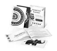 TINYLEARNER Montessori Cartes contrastées histoires et idées de jeu, cartes de bébé noires et blanches, 30 motifs peints à la main, favorise le développement, le cerveau des nouveau-nés, cadeau pour 0