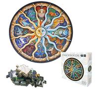 TINYOUTH Puzzle rond de 500 pièces pour adultes, puzzle de 12 constellations, 48 cm/18,90 pouces puzzle en carton de 1 mm - Puzzle familial pression réduite puzzle difficile puzzle impossible puzzle