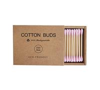 tinysiry 200 cotons-tiges à double tête, cotons-tiges pour le maquillage, boîte en papier kraft, bois, plastique, cotons-tiges pour le nettoyage des oreilles Rose