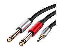 tinysiry Adaptateur Audio pour mélangeur, câble Audio de 6,35mm stéréo de 3,5mm à Double de 6,5mm Mono Un Point Deux 6,35mm Noir