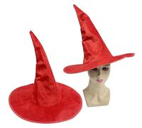 tinysiry Chapeau de sorcière en Velours, Chapeau Costume d'halloween avec Pointe Pointue, fête Brim Fil par Fil, Capuche Gothique, casseurs Cosplay, Sorcier Flanelle pour Enfants Rouge