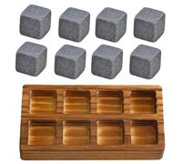 tinysiry Coffret Cadeau de Pierres à Whisky, Roches rafraîchissantes en Granit qualité supérieure avec Plateau Bois, Whisky réutilisables pour Hommes, Gars, Papa, Petit ami, Les Noir