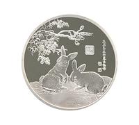 tinysiry ièces de Collection de l'année du Lapin 2023, Cadeau Souvenir de pièce de Monnaie Porte-Bonheur de Lapin plaqué Or à Deux côtés, décor de pièce de Collection de médaille d'argent d