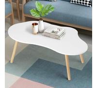 tinysiry Petite table basse, table d'appoint de style moderne avec forme de nuage, table basse minimaliste pour la maison, le salon, le bureau, blanc
