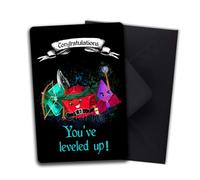 TinyTami Carte d'anniversaire avec enveloppe « Congratulations You've Leveled Up Fantasy »