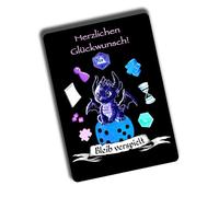 TinyTami Carte d'anniversaire dragon pour joueurs et nerds Restez ludique - Carte postale pour joueurs de rôle et fans de jeux de société - Format A6 - 10 x 15 cm - Avec enveloppe