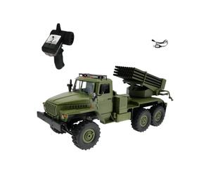 TinyWizTo Rocket-Launcher Modèle de camion radiocommandé 2,4 G 6 x 6 véhicules de combat blindés avec garniture intérieure et deux batteries, cadeau pour adultes et adolescents (vert/RTR)