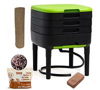 TinyWorm Design & Compact I Lombricomposteur 3 Plateaux I 250gr de vers de Compost I Kit Complet I Tiroir Coulissant I Pieds Plastique