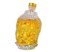 TIOCA Carafe À Vin, Forme De Tête De Bouddha, Carafe À Vin Rouge À Whisky Personnalisée Zen, Cristal Soufflé À La Main sans Plomb avec 4 Tasses en Forme De Tête De Mort, Ensemble