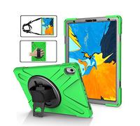 TIODIO Coque iPad Pro 11" 2018 Release, Hybride Housse Trois Couche Robuste Intégrale de Protection avec 360 Rotatif Support dragonne et bandoulière pour Apple iPad Pro 11 inch 2018, Vert