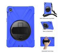 TIODIO Coque Samsung Galaxy Tab S5e 10.5 2019 T720 T725, Hybride Housse Trois Couche Robuste Intégrale de Protection avec 360 Rotatif Support dragonne et bandoulière pour Samsung Galaxy Tab S5e 10.5 2019 Coque, Bleu