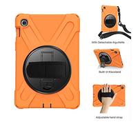 TIODIO Coque Samsung Galaxy Tab S5e 10.5 2019 T720 T725, Hybride Housse Trois Couche Robuste Intégrale de Protection avec 360 Rotatif Support dragonne et bandoulière pour Samsung Galaxy Tab S5e 10.5 2019 Coque, Orange