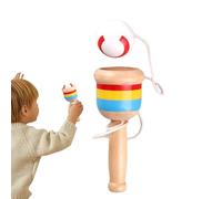 Tioheam Balle en Bois pour Lancer et Attraper - Booster de Coordination Main-Œil,Jouet Sensoriel Portable et Interactif pour Tout-Petits École Jardin Terrain de Jeu Plage Pique-Nique Anniversaire