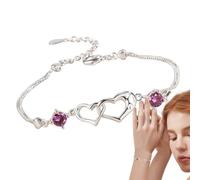 Tioheam Bracelet Chaîne Cœur | Bracelet Ajustable Double Cœur,Accessoire Fille Pour Noël Demoiselle d'Honneur Fête des Mères Petite Amie Saint-Valentin