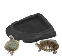 Tioheam Écuelle Alimentaire pour Tortue | Bassin de Bain pour Reptiles,Bac à Eau et Nourriture Imitation Pierre pour Terrarium