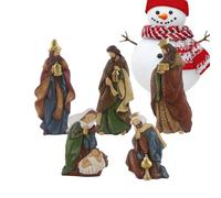 Tioheam Ensemble de crèche de Noël - Résine classique religieuse - Sainte Famille Jésus Manger Figures de naissance | pour rebord de fenêtre, église, porche, table à manger, école, enfants, adultes